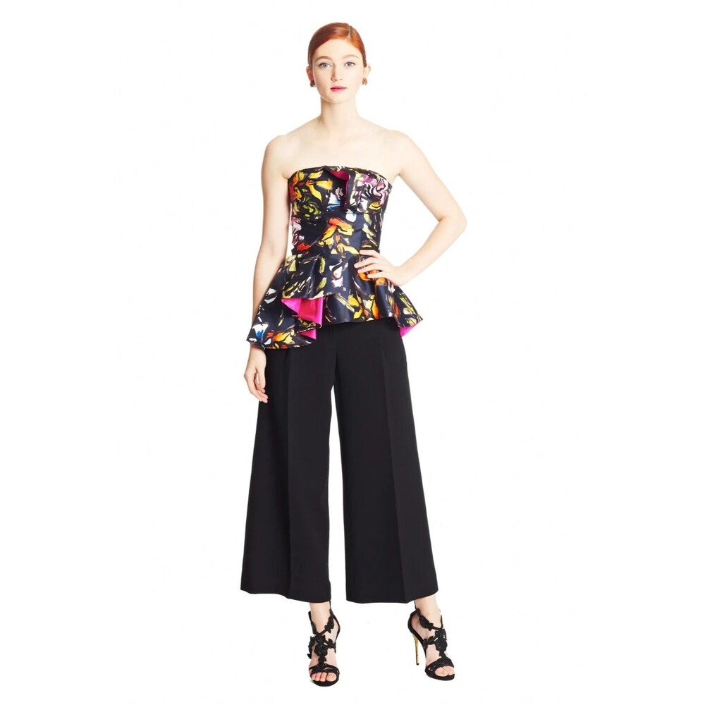 Oscar de la Renta Silk Floral Printed High-Low Corset TOP,  size 4, NWT
